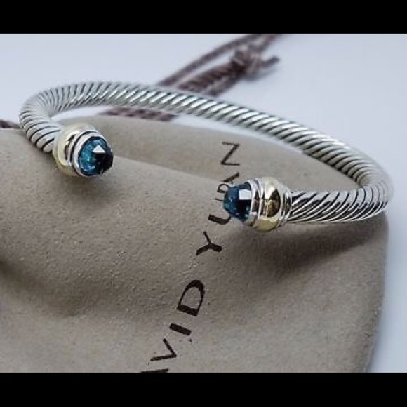 David Yurman Jewelry - David Yurman 5mm Blue Topaz & Gold Bracelet